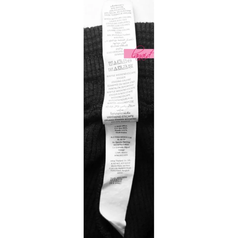 Alo Waffle Weekend Escape Joggers Black High-Rise Waist Thermal Sweats Sweatpant
